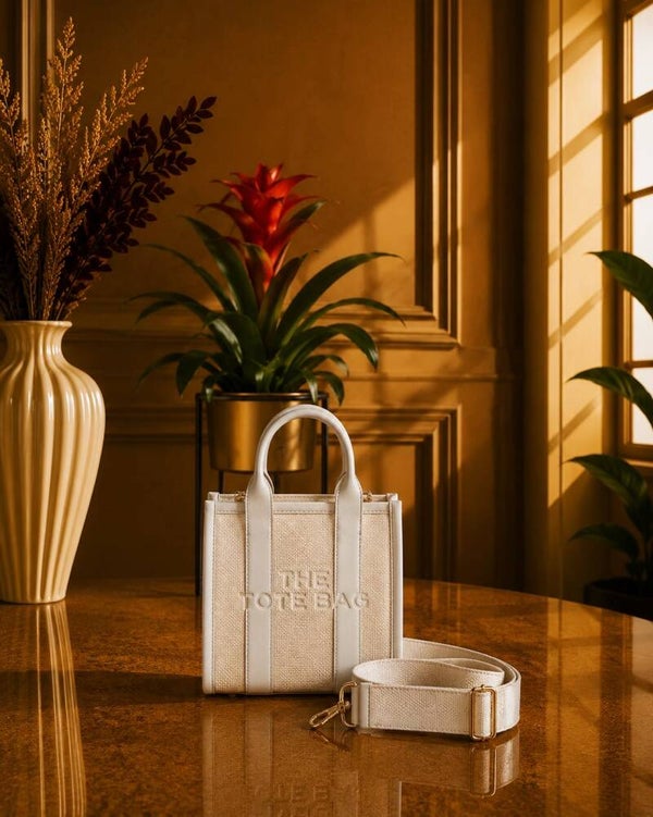 Tote bag mini Ibiza stijl wit