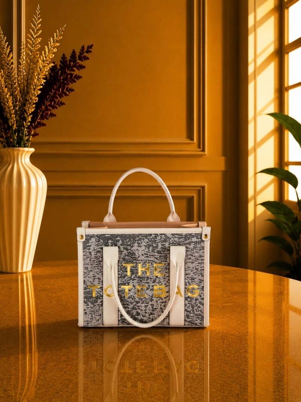 Tote bag mini wit met zwart