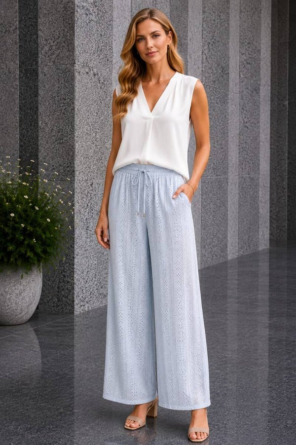 Travel broek licht blauw