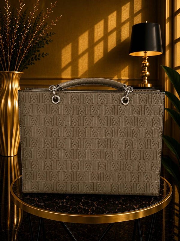 Tas met M logo recht bruin