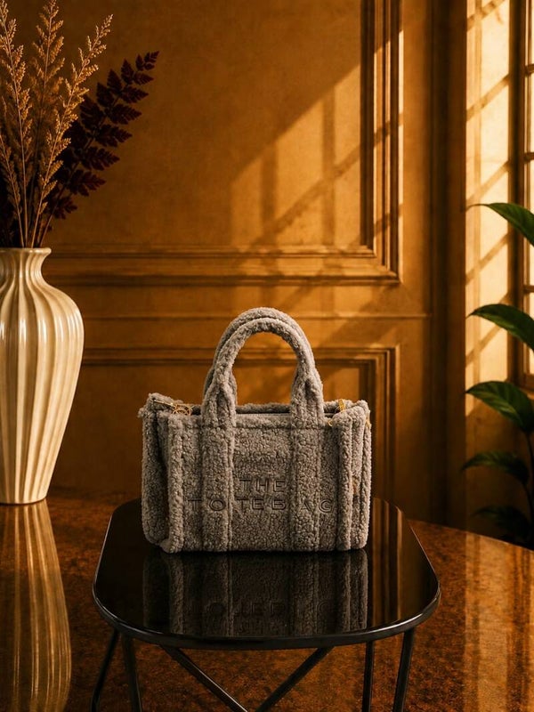 Tote bag mini fluffy grijs