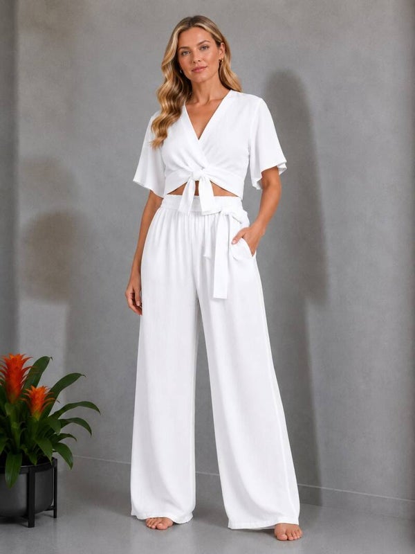 2 delige set met crop top wit