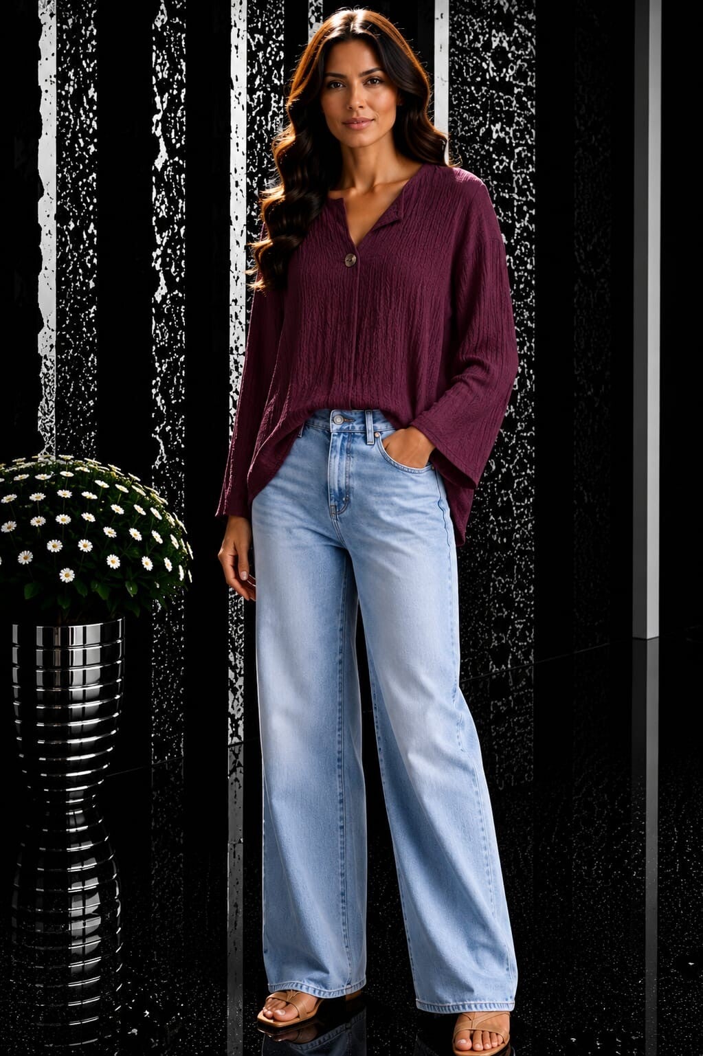 Blouse lange mauw paars