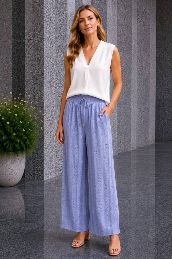 Travel broek blauw/paars