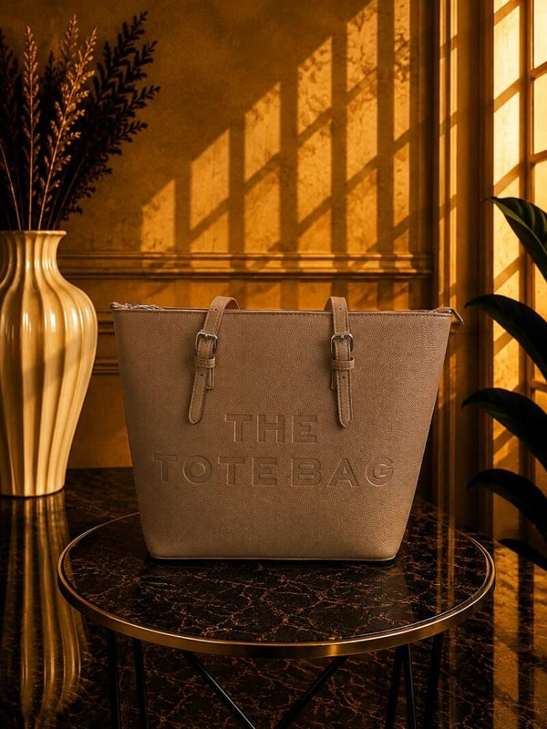 Tote bag groot met gesp taupe