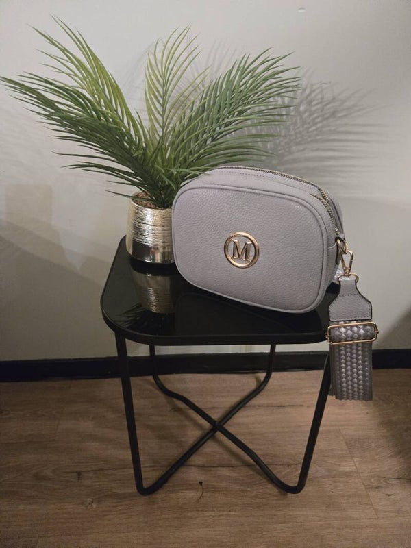 Schoudertas met 2 ritsen grijs