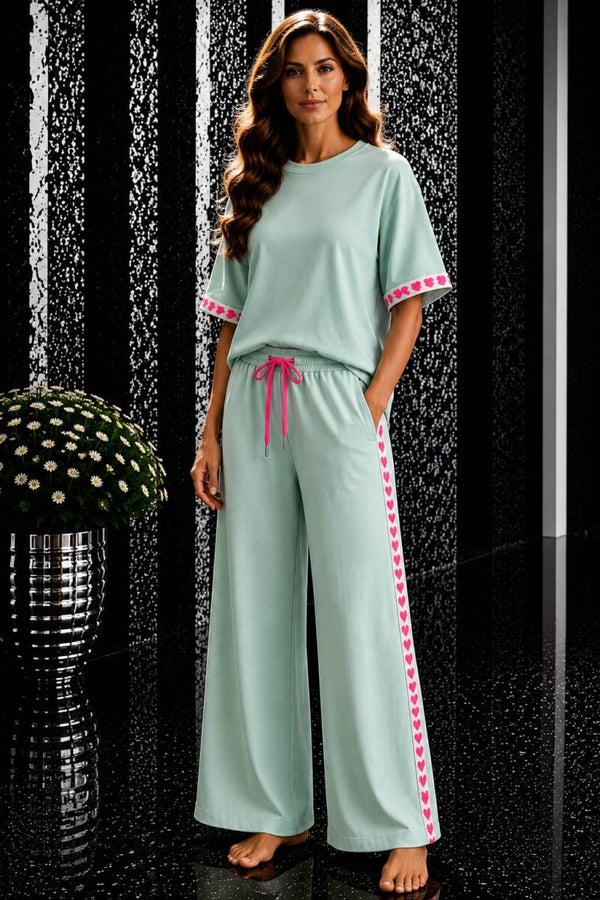 2 delige set met hartjes mint groen