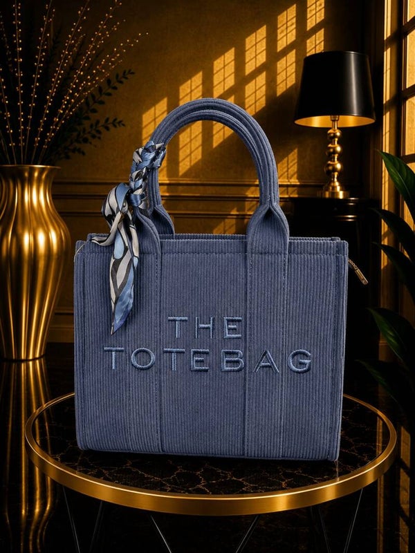 Tote bag mini ribstof blauw