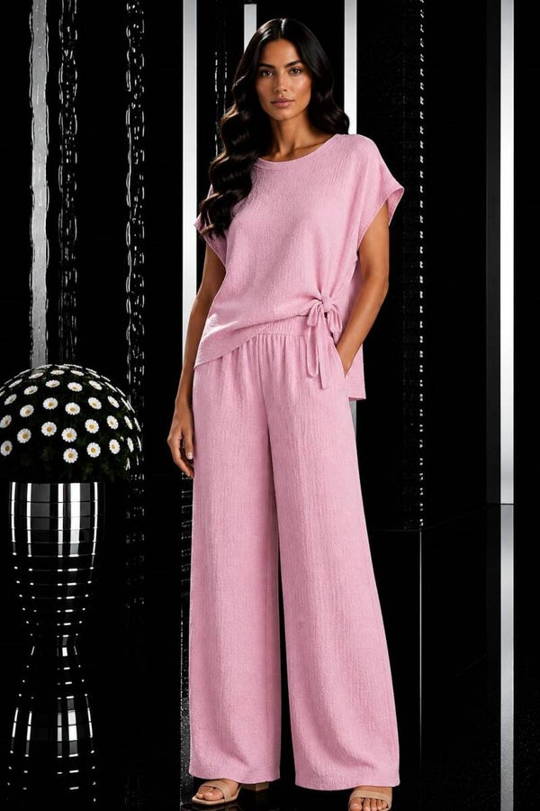 2 delige set met strik licht roze