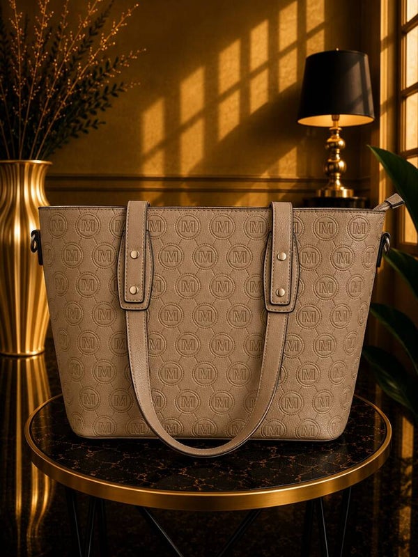 Tas met M logo beige
