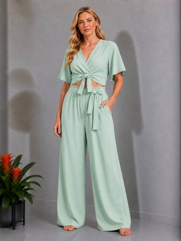 2 delige set met crop top mint groen