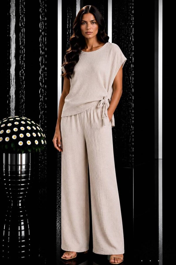 2 delige set met strik beige