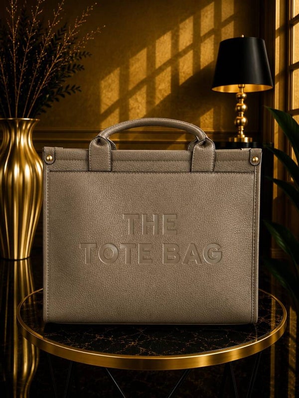 Tote bag met voorvak taupe