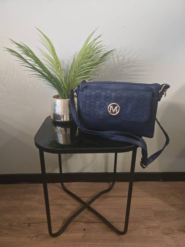 Schoudertas met rits en klep navy