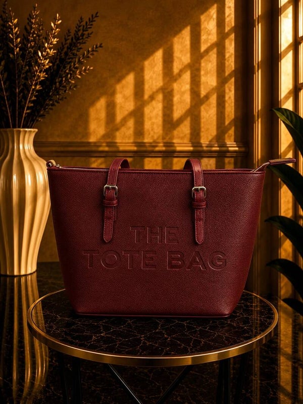 Tote bag middel met gesp rood
