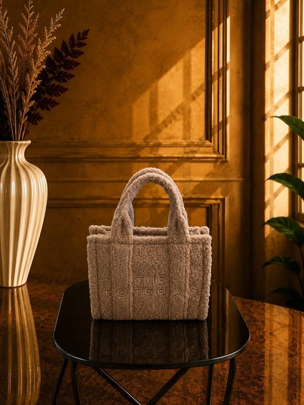 Tote bag mini fluffy taupe