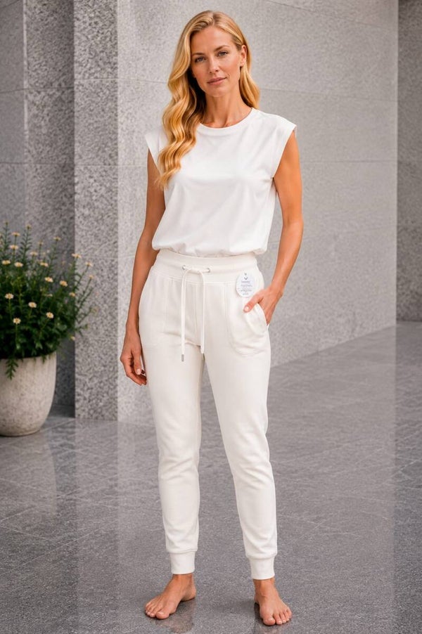 Miss Angelia comfortbroek met touw off white