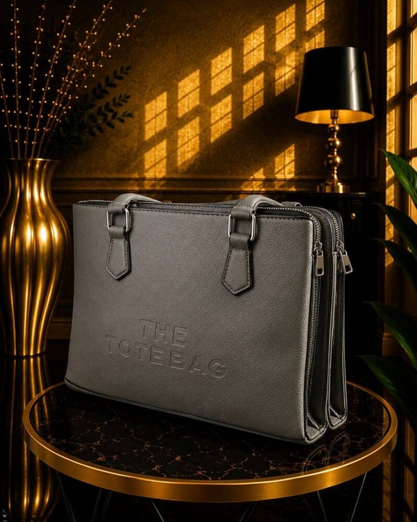Tote bag met dubbele rits grijs