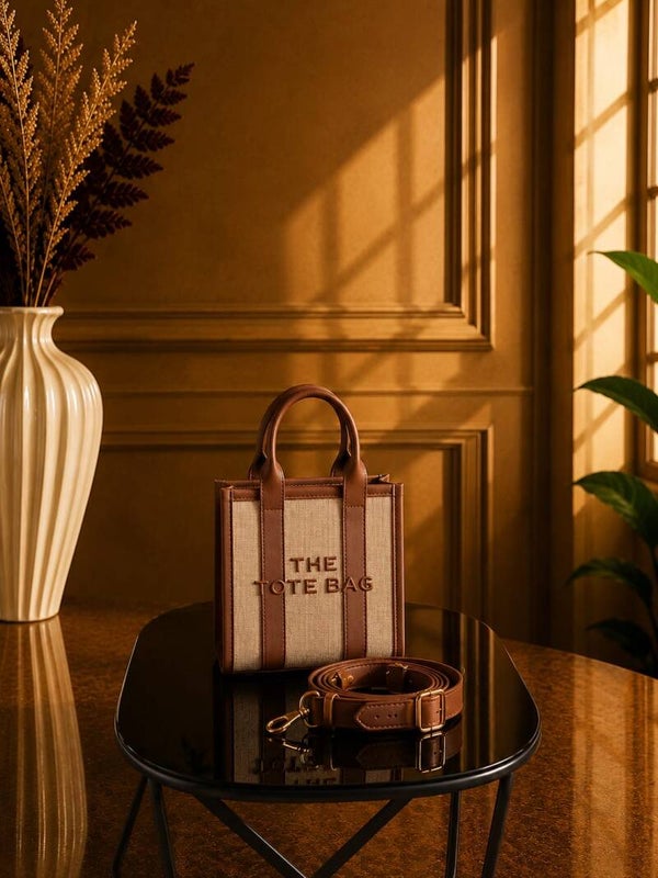 Tote bag mini Ibiza stijl bruin