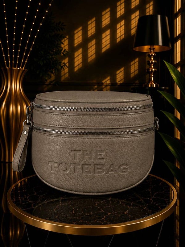 Tote bag 2 ritsen taupe