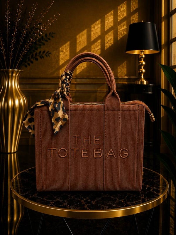 Tote bag mini ribstof bruin
