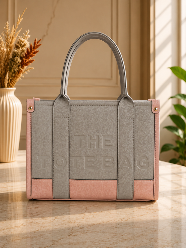 Tote bag middel grey/pink