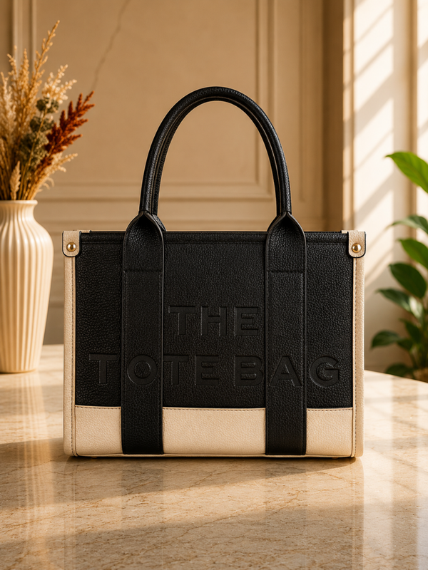 Tote bag middel black/apricot