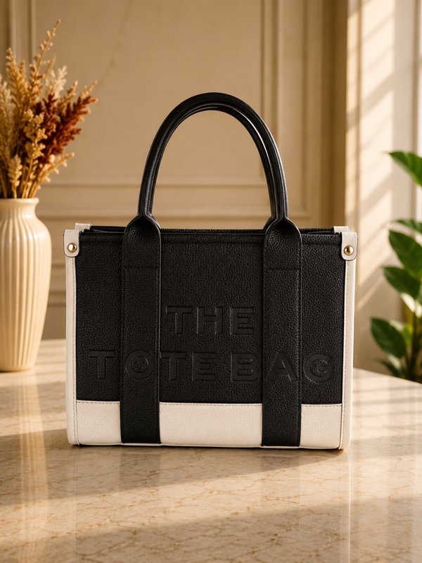 Tote bag middel black/white
