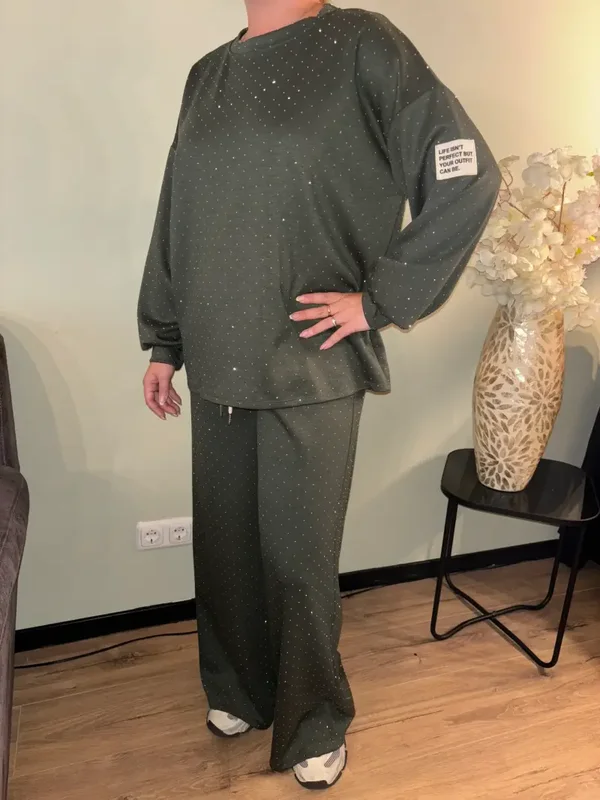 Perfect pak met strass kaki