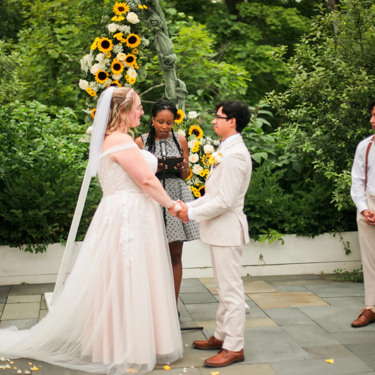 Couple exchanging vows during intimate elopement in Hudson Valley