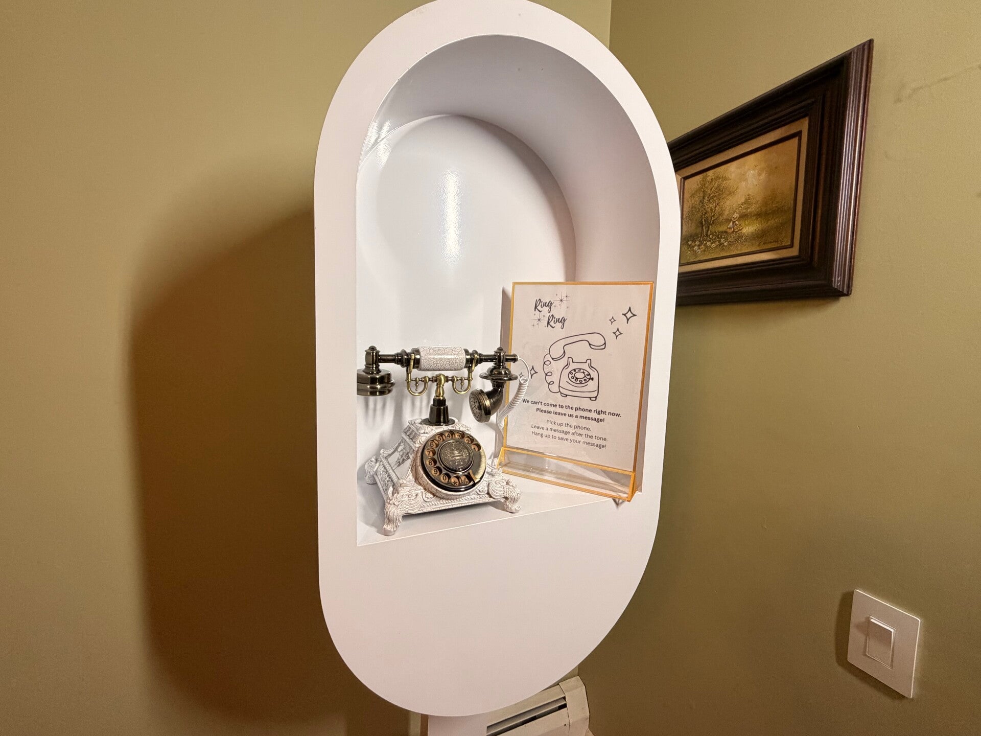 Vintage audio guestbook phone setup for weddings and events