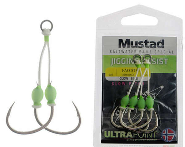 MUSTAD JIGGING  ASSIST HOOK  GLOW BEAD 2AMI X 2PZ