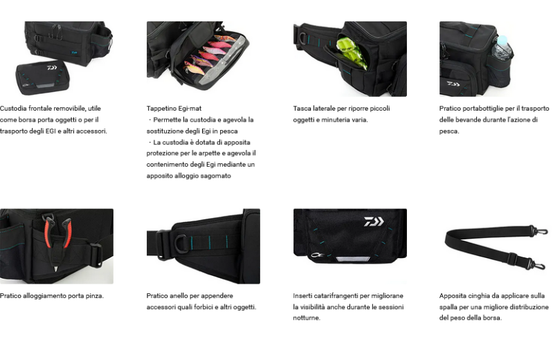 DESCRIZIONE PER TESTO E IMMAGINI PER LA BORSA DAIWA EMERALDAS