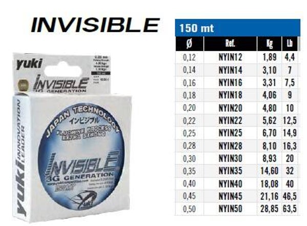 MONOFILO FLUORINE YUKI INVISIBILE - BOB DA 150 MT