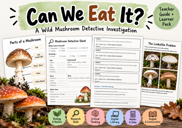 🍄 Can We Eat It? – A Wild Mushroom Detective Investigation Teacher Guide + Flexible Learner Pack