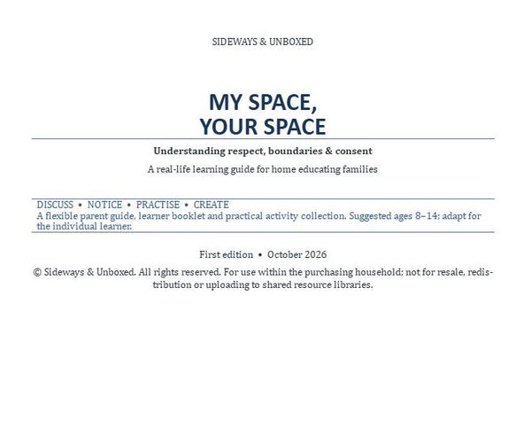 My Space, Your Space – Respect, Boundaries & Consent | Home Education Learning Guide (Ages 8–14)
