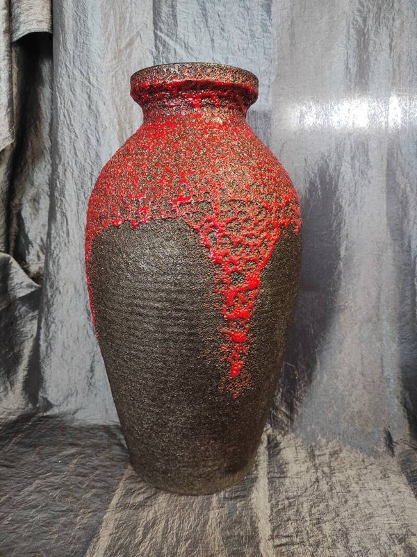 Zeldzame fat lava vaas van Fohr keramik