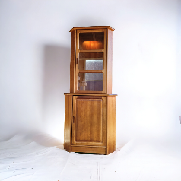 Teakhouten hoek vitrinekast Dyrlund Denemarken