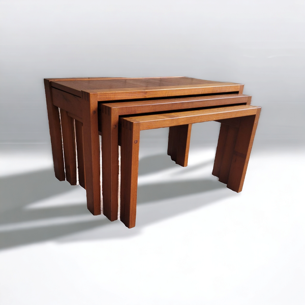 Deense nestingset van 3 bijzettafels teakhout