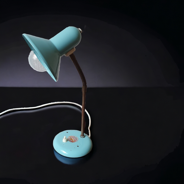 Mooie vintage blauwe bureau lamp van Eurolux
