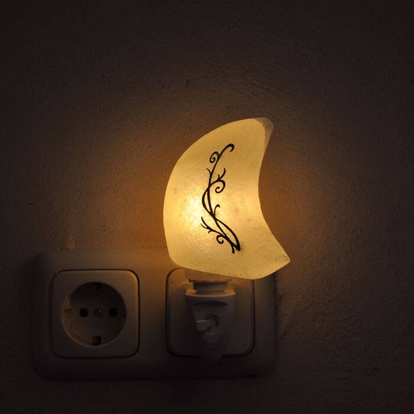 Zoutsteen nachtlampje Elfenmaan wit