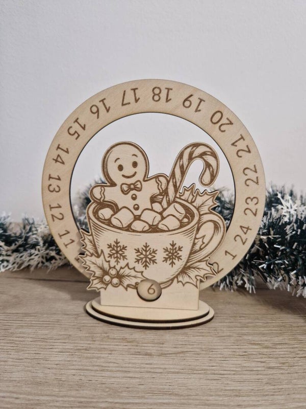 Calendrier de l’Avent en bois – Bonhomme pain d’épices