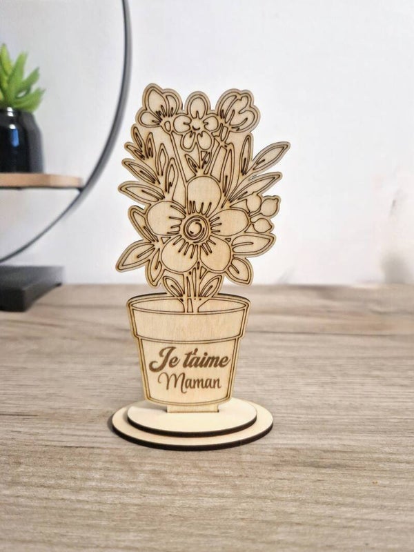 Décoration en bois Je t'aime maman,