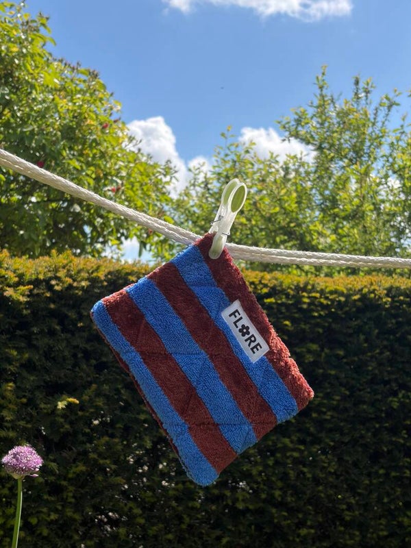 Badstof bruin/blauw