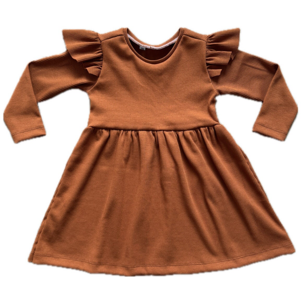 Jurk Ruffle Cognac