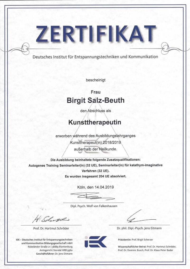 Zertifikat Kunsttherapeutin | BSB