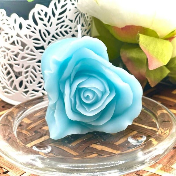 Rose Heart Candle / Teal