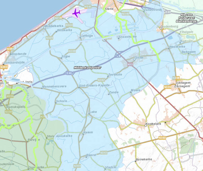 Link naar GISWest Geoloket, waar de Middenkustpolder in detail kan bekeken worden.