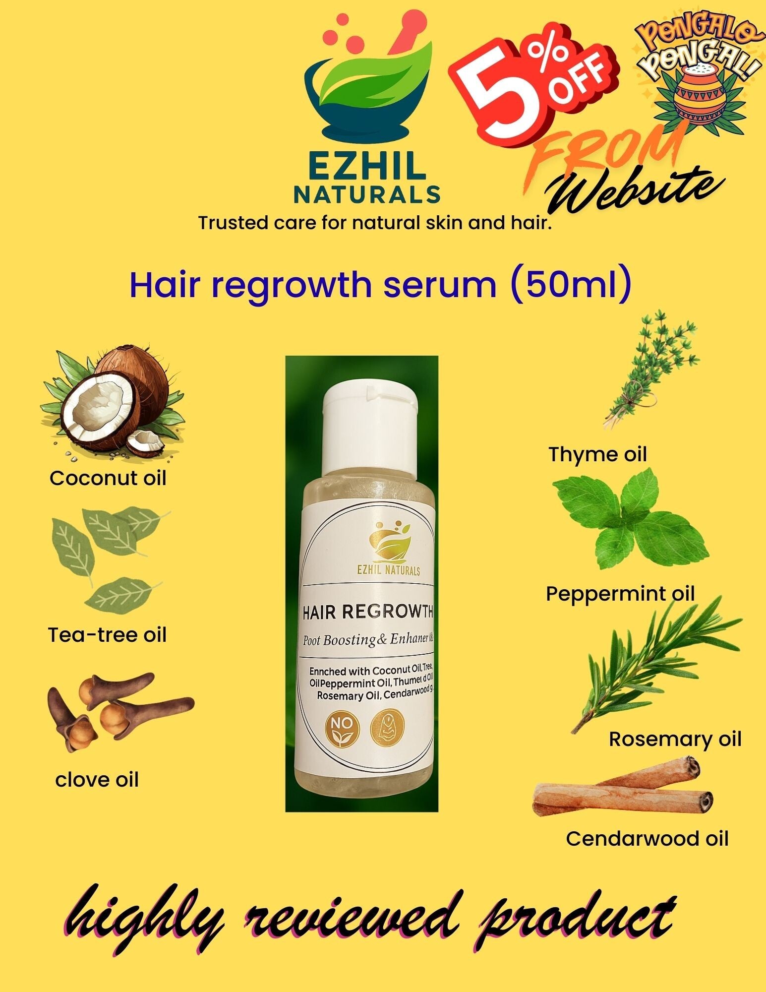 Hair regrowth serum (50ml) - 1 bottle per pack