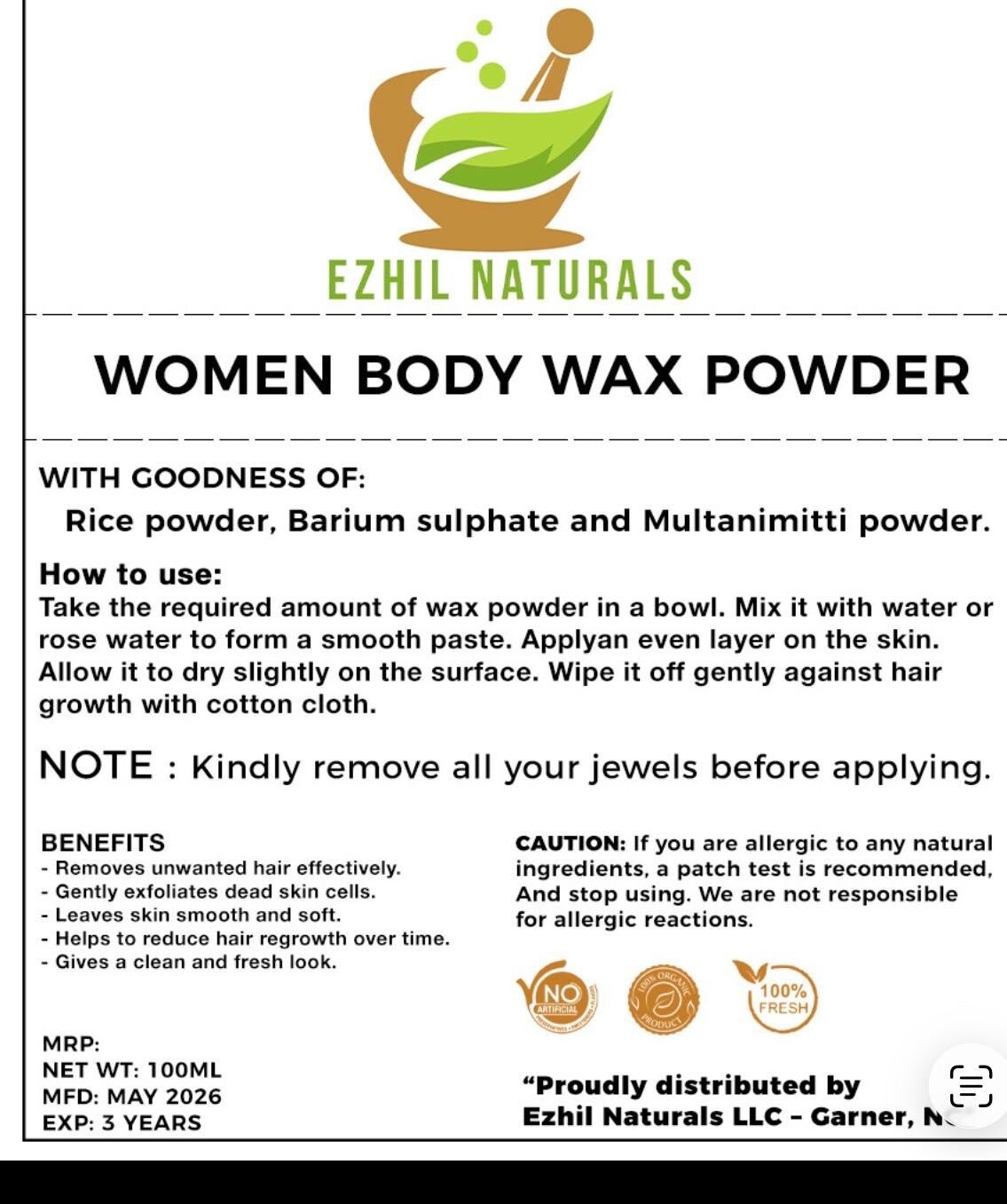 Women body wax Powder